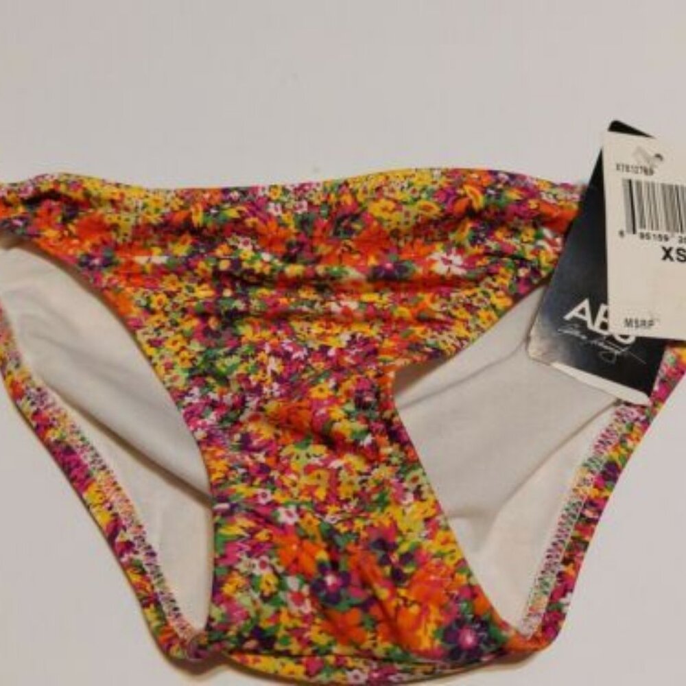 ABS Allen Schwartz Floral Tropical Multicolor Bikini Swim Bottom Size XS NWT $59
